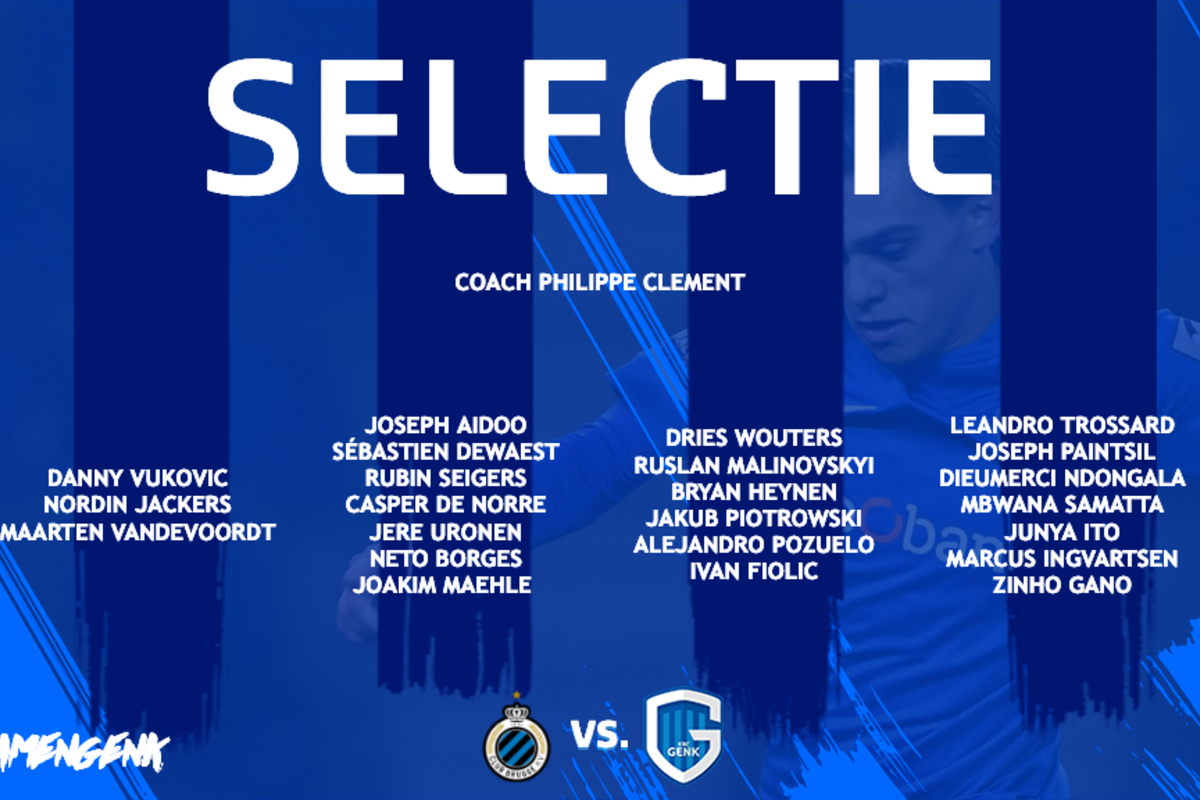 Onze selectie voor de topper tegen Club Brugge!