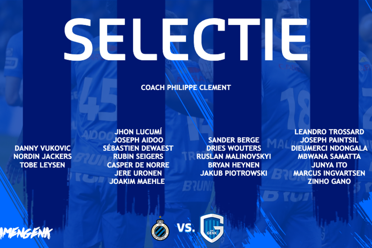 Onze selectie voor de topper tegen Club Brugge!