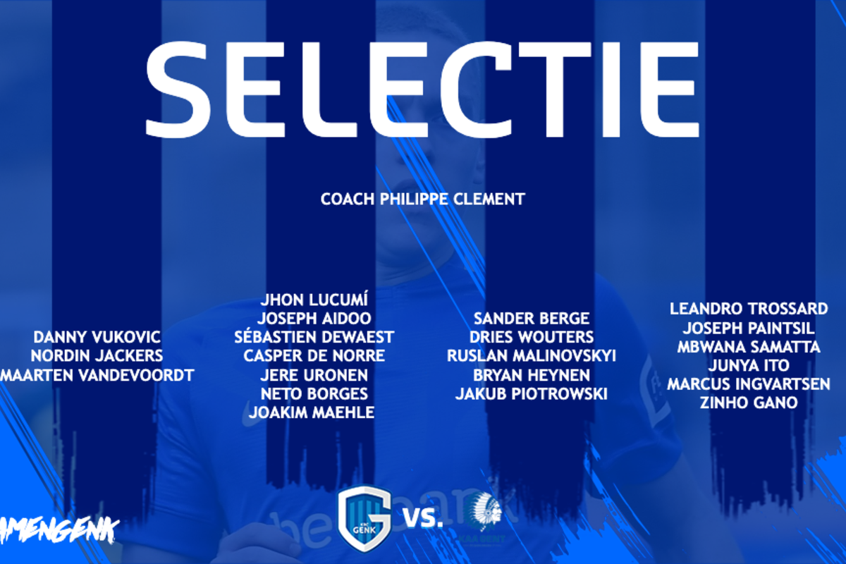Onze selectie voor de thuiswedstrijd tegen KAA Gent!