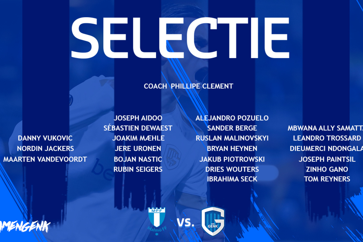 Onze selectie voor de uitwedstrijd tegen Malmö FF