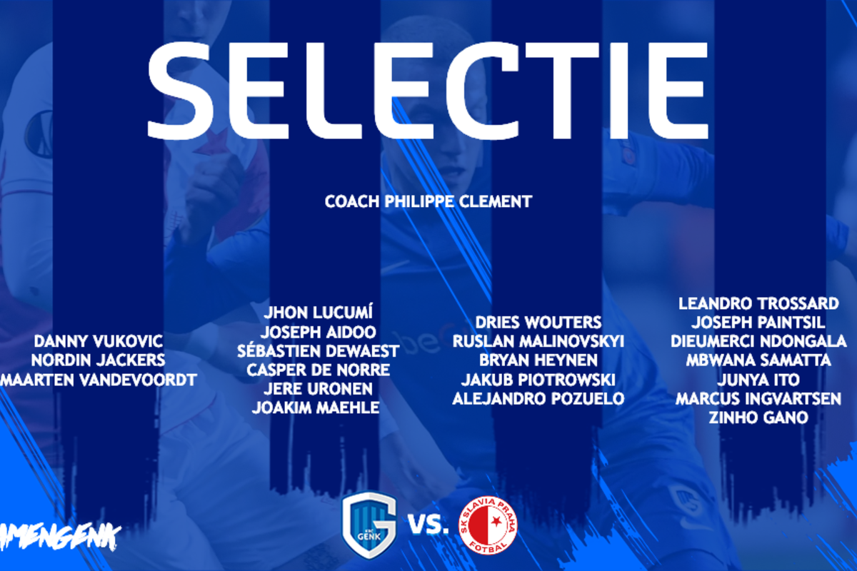 Onze selectie voor de thuiswedstrijd tegen Slavia Praag
