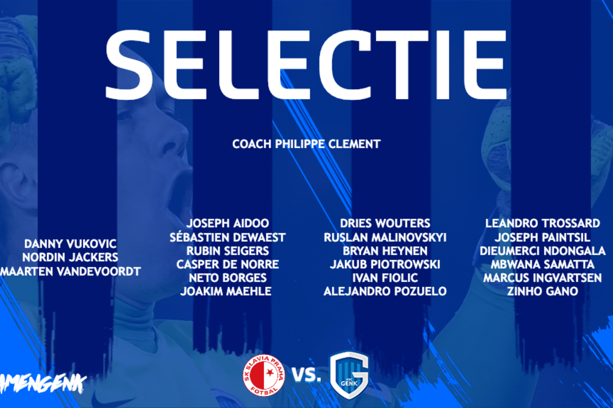 Onze selectie voor de uitwedstrijd tegen Slavia Praag