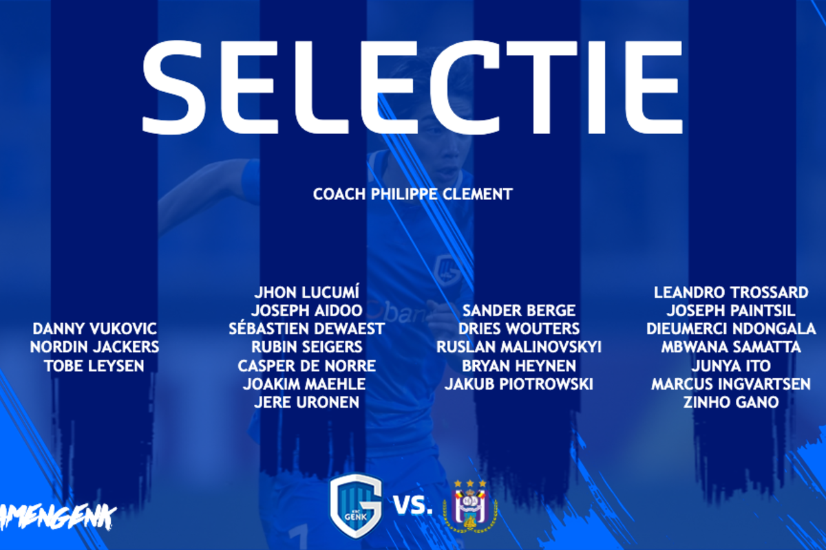 Onze selectie voor de thuiswedstrijd tegen Anderlecht!