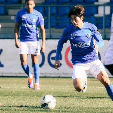Genk's Ayumu Yokoyama pictured in action during a soccer match between Jong Genk and Lokeren-Temse, in Genk, on day 24 of the 2024-2025 'Challenger Pro League' 1B second division of the Belgian championship, Sunday 02 March 2025. BELGA PHOTO JILL DELSAUX