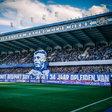 tifo pictured during a soccer match between KRC Genk and RSC Anderlecht, Sunday 25 May 2025 in Genk, on day 10 (out of 10) of the Champions' Play-offs of the 2024-2025 'Jupiler Pro League' first division of the Belgian championship. BELGA PHOTO JILL DELSAUX