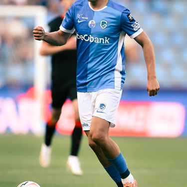 Genk's Daan Heymans pictured during a friendly soccer game between Racing Genk vs FC Twente, on Sunday 02 August 2026 in Genk, in preparation of the upcoming 2026-2027 Belgian first division soccer season. BELGA PHOTO JOHAN EYCKENS