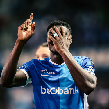 Genk's Rafu Durosinmi celebrates after scoring during a soccer match between KRC Genk and SK Beveren, Friday 28 August 2026 in Genk, on day 4 of the 2026-2027 'Jupiler Pro League' first division of the Belgian championship.BELGA PHOTO BRUNO FAHY