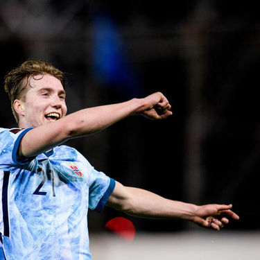 210324 Kristian Thorstvedt of Norway celebrates the 0-2 goal the FIFA World Cup, WM, Weltmeisterschaft, Fussball Qualif